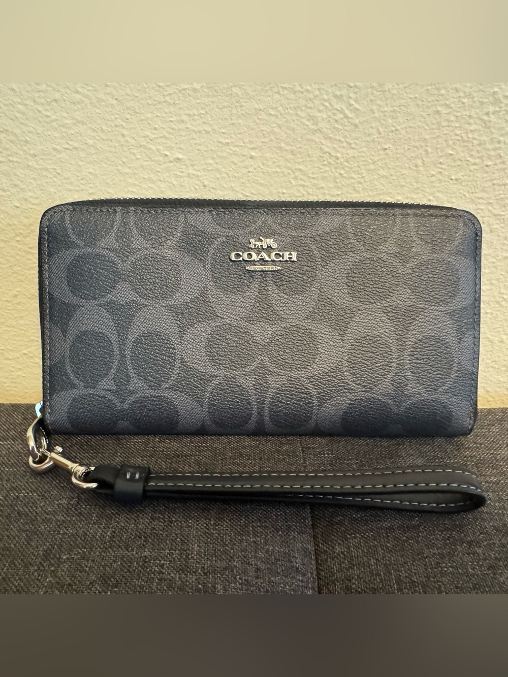NWT Coach Denium Blue mid night navy long zip around wallet